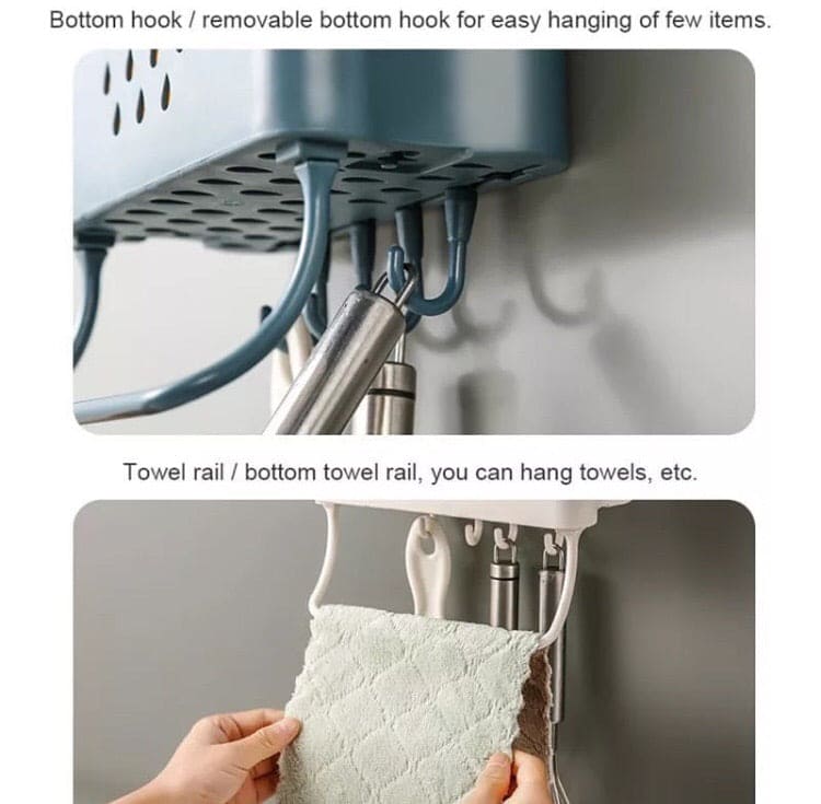 Wall Mounted Cloud Drain Rack, 2 Divided Compartments for Storage Forks, Utensils Holder Drainer Basket With Detachable Rag Rod Wall Mounted Cloud Drain Rack, 2 Divided Compartments for Storage Forks, Utensils Holder Drainer Basket With Detachable Rag Rod
